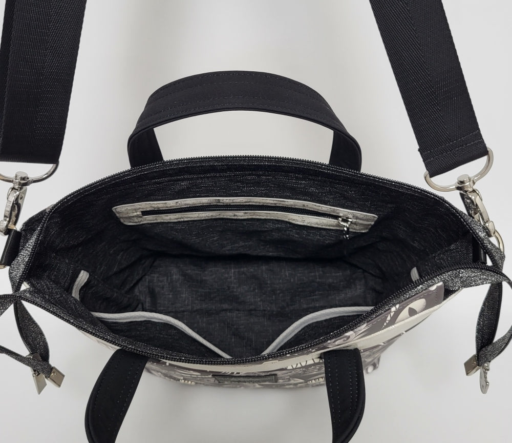 Tasche MoreBag GRINSEKATZE aus Kunstleder NACHTLEUCHTEND + Minitasche