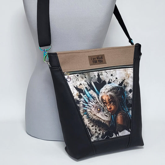 Tasche Antonia EMBER & DRACO aus Stoff und Kunstleder
