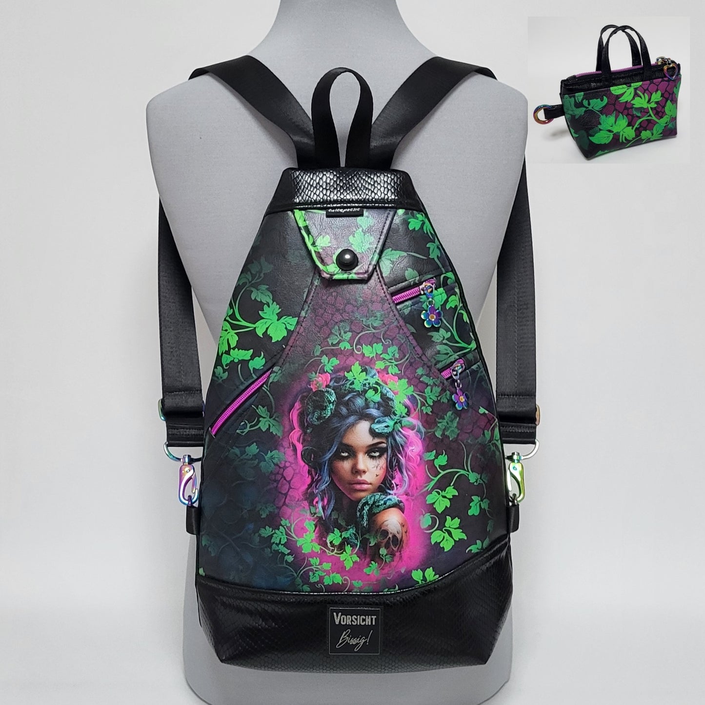 SlingBag Malea Rucksack MEDUSA aus Kunstleder + Minitasche