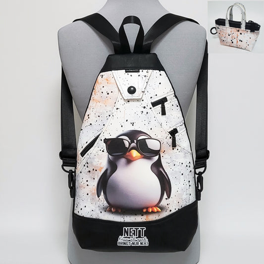 SlingBag Malea Rucksack PINGUIN aus Kunstleder + Minitasche