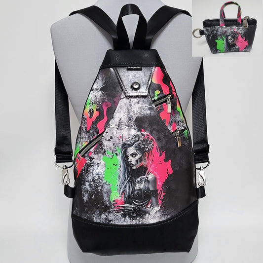 SlingBag Malea Rucksack VICTORIA aus Kunstleder + Minitasche