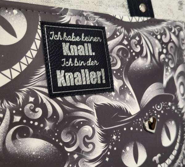 Tasche MoreBag GRINSEKATZE aus Kunstleder NACHTLEUCHTEND + Minitasche
