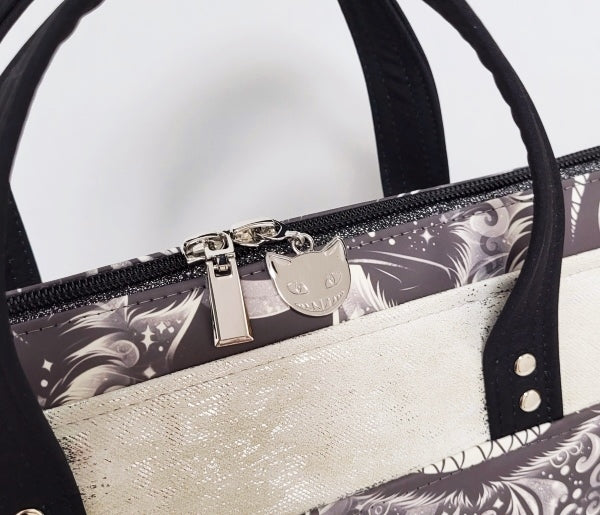 Tasche MoreBag GRINSEKATZE aus Kunstleder NACHTLEUCHTEND + Minitasche
