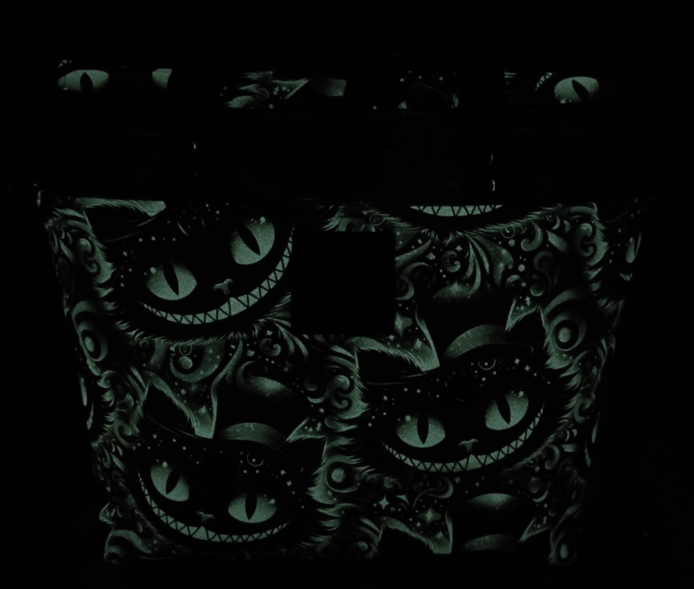 Tasche MoreBag GRINSEKATZE aus Kunstleder NACHTLEUCHTEND + Minitasche