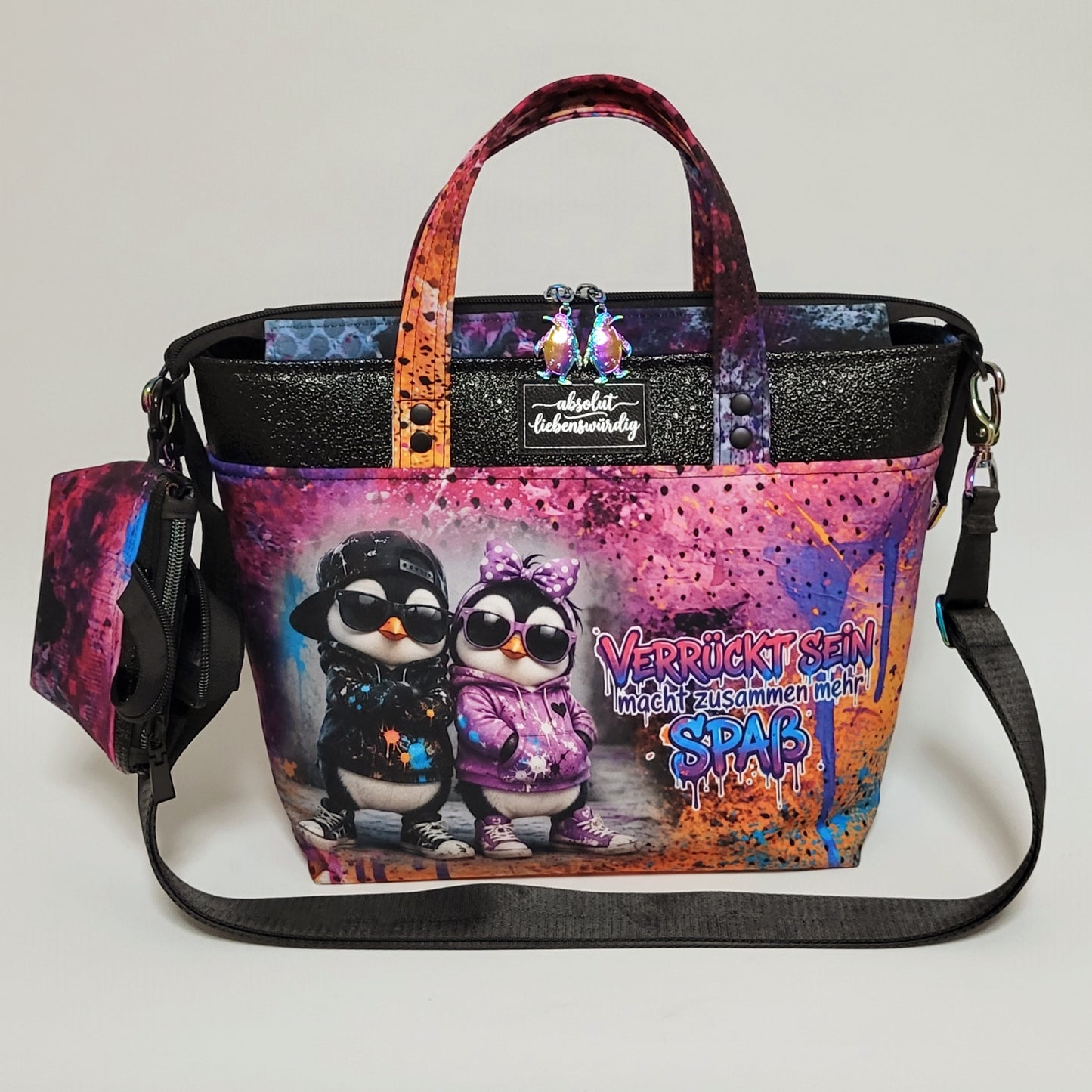 Tasche MoreBag PINGUINE aus Softshell + Minitasche
