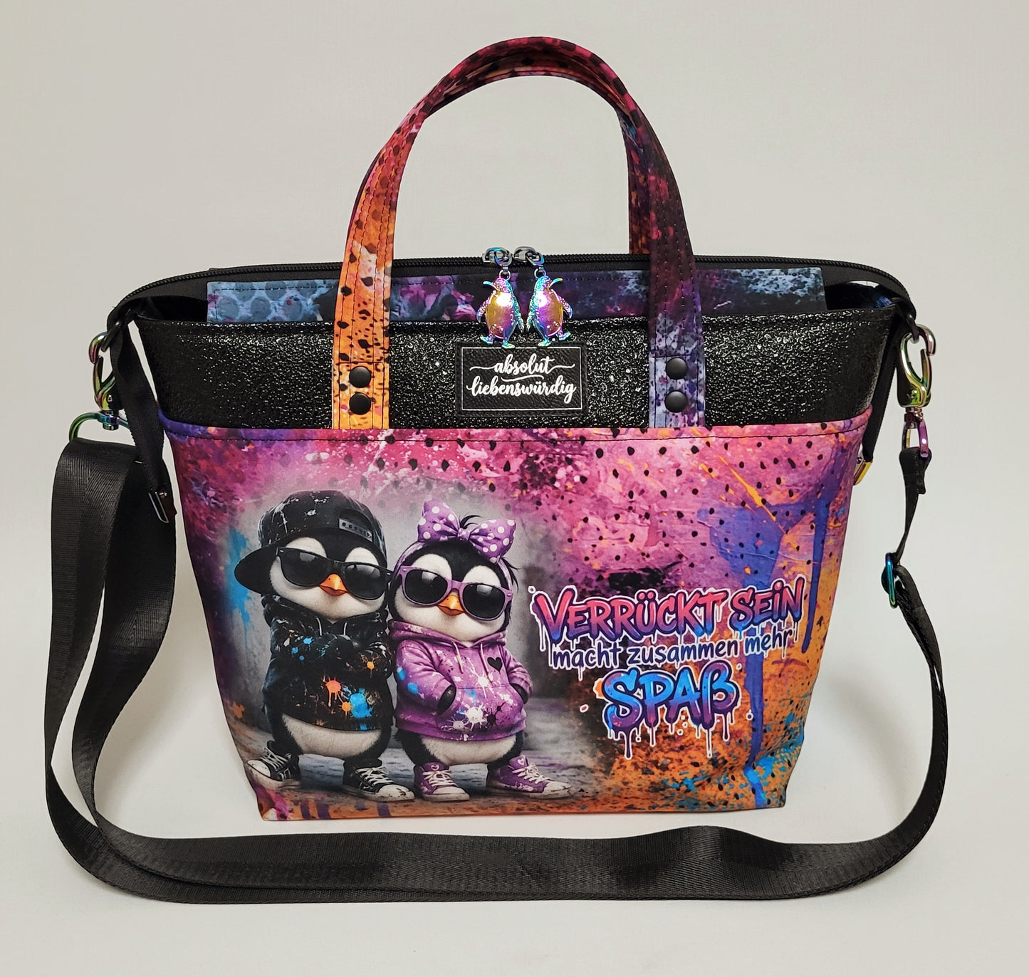Tasche MoreBag PINGUINE aus Softshell + Minitasche