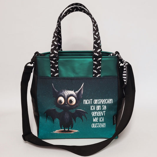 Tasche ohHenri Motiv BAT aus Canvas und Kunstleder + Minitasche